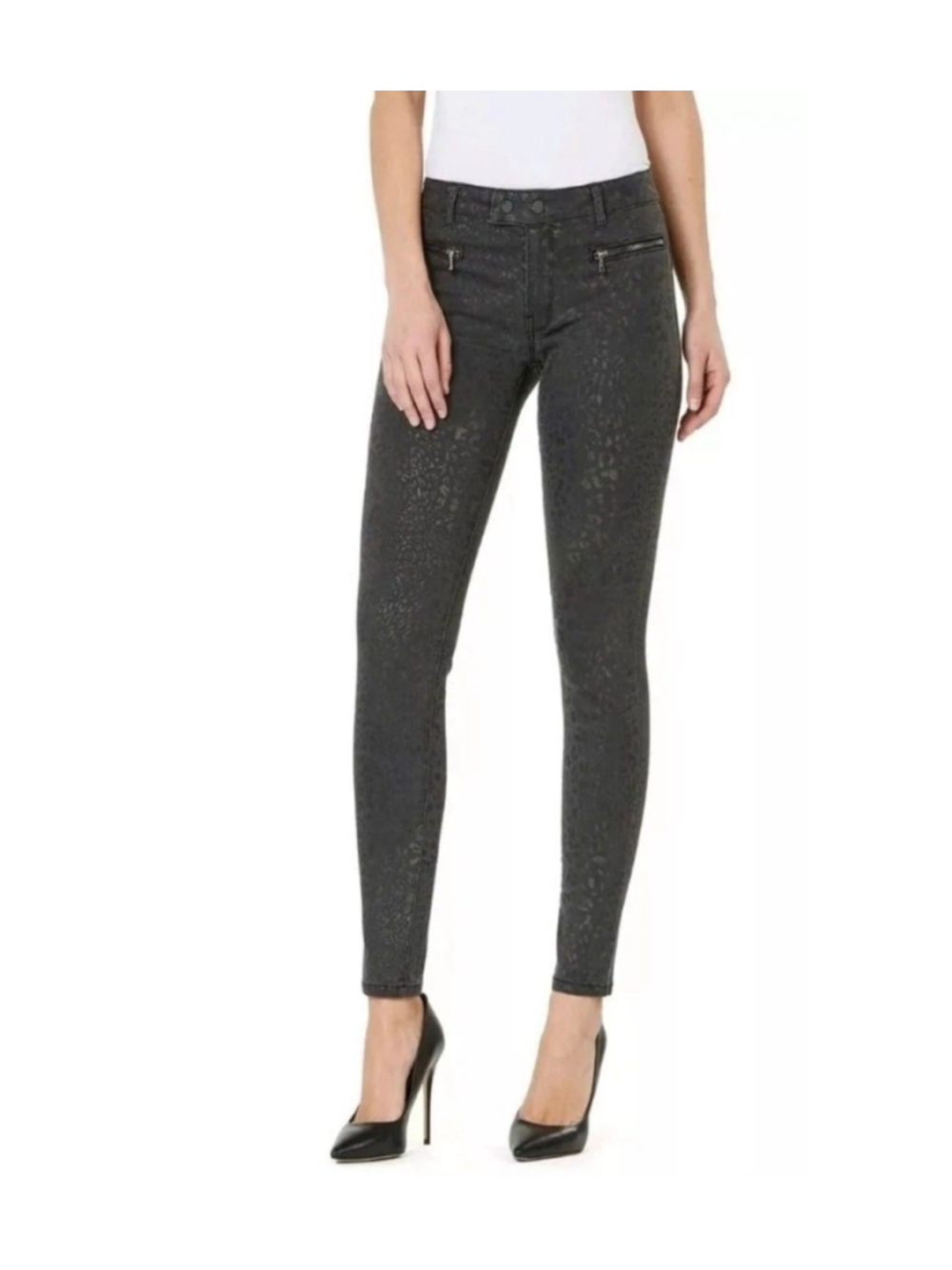 Womens 26/4 NEW Numero Reeves Mid-Rise Skinny Jeans Leopard Print Cheetah NWT - Picture 2 of 11